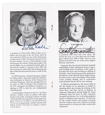 (ASTRONAUTS--APOLLO--MERCURY.) Two Explorer's Club programs, Signed by 5 members of the prime crews of Apollo or Mercury missions.